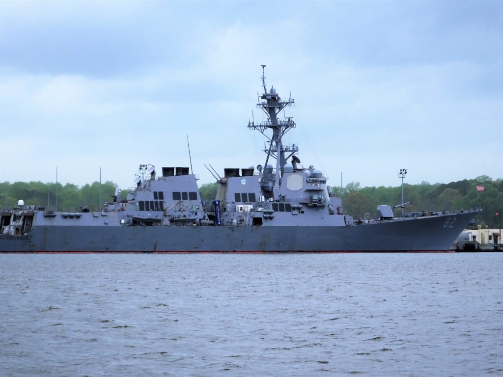 Navy ship in port